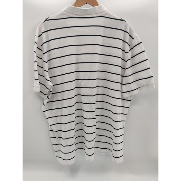 Croft&Barrow Mens Polo Shirt XL White Black Stripes Collared Short Sleeve - Picture 3 of 8